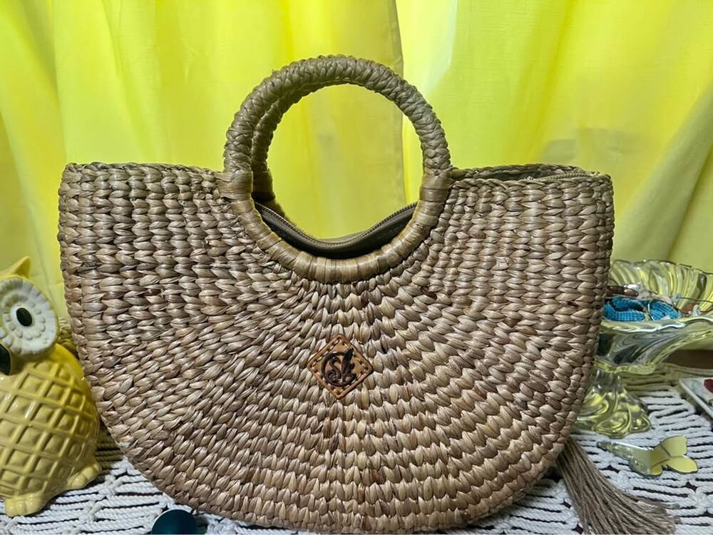 Sea & Grass Woven Straw Handbag